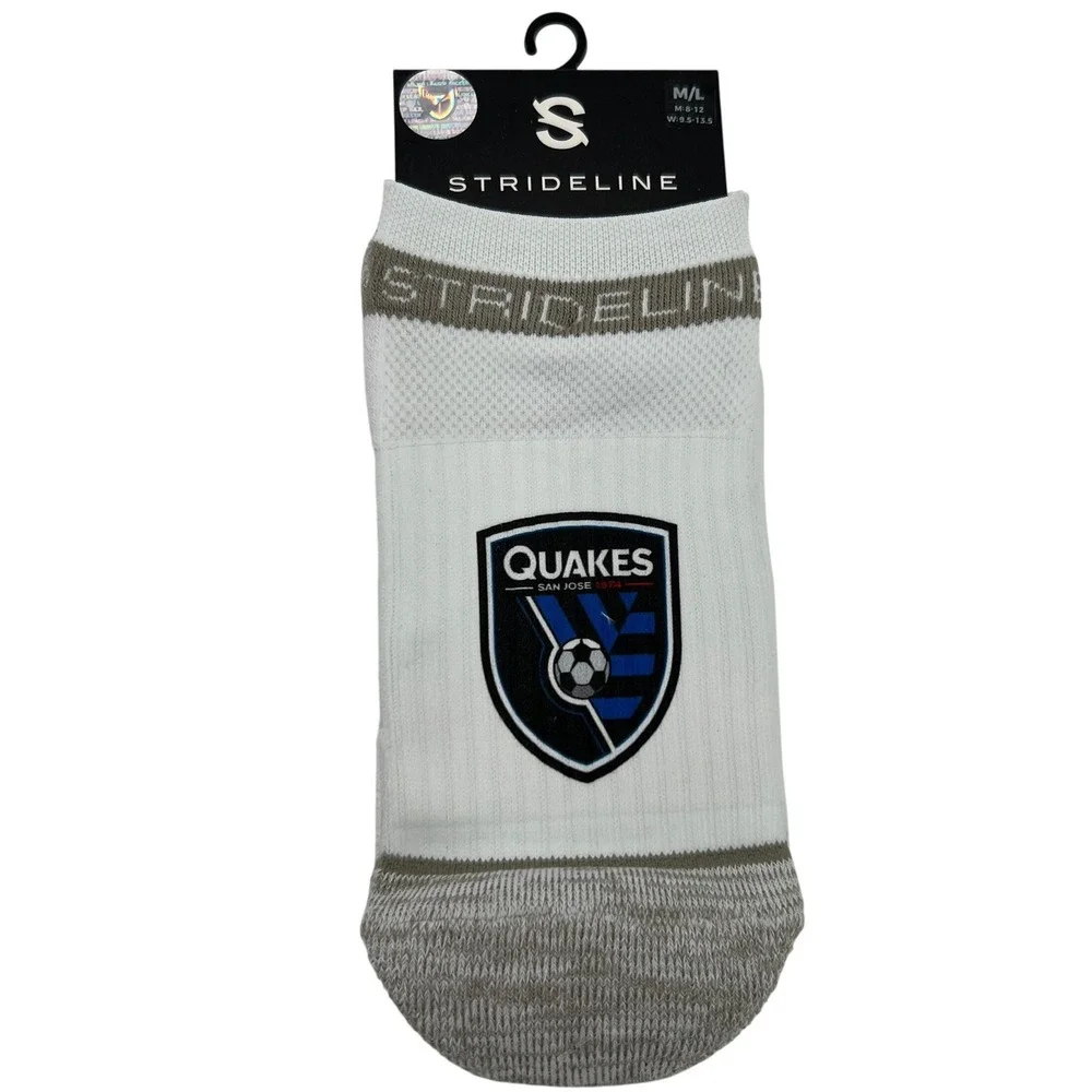 Strideline San‎ Jose Earthquakes MLS Premium Low Socks White Gray Size M/L NEW